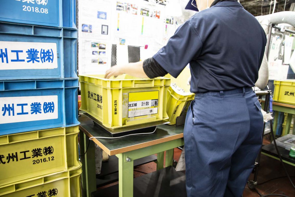 検品工程に重量センサを置き、サイクルタイムを取得